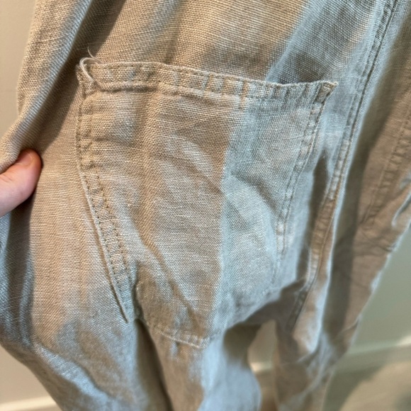 We Wore What Basic Linen Overalls in Natural Oatmeal Size Small - Picture 11 of 12